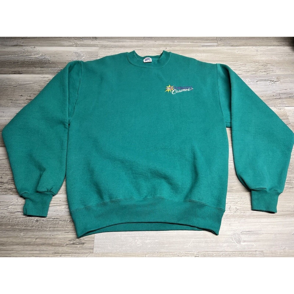 Vintage Kewadin Casino Green Embroidered Super Sweats Jerzees Sweatshirt Size M